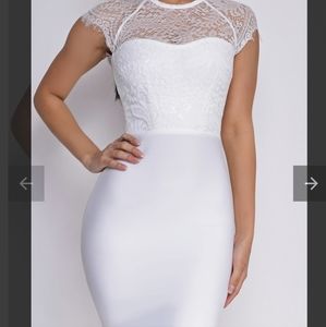 Makenna white lace  cap sleeve  ,xs